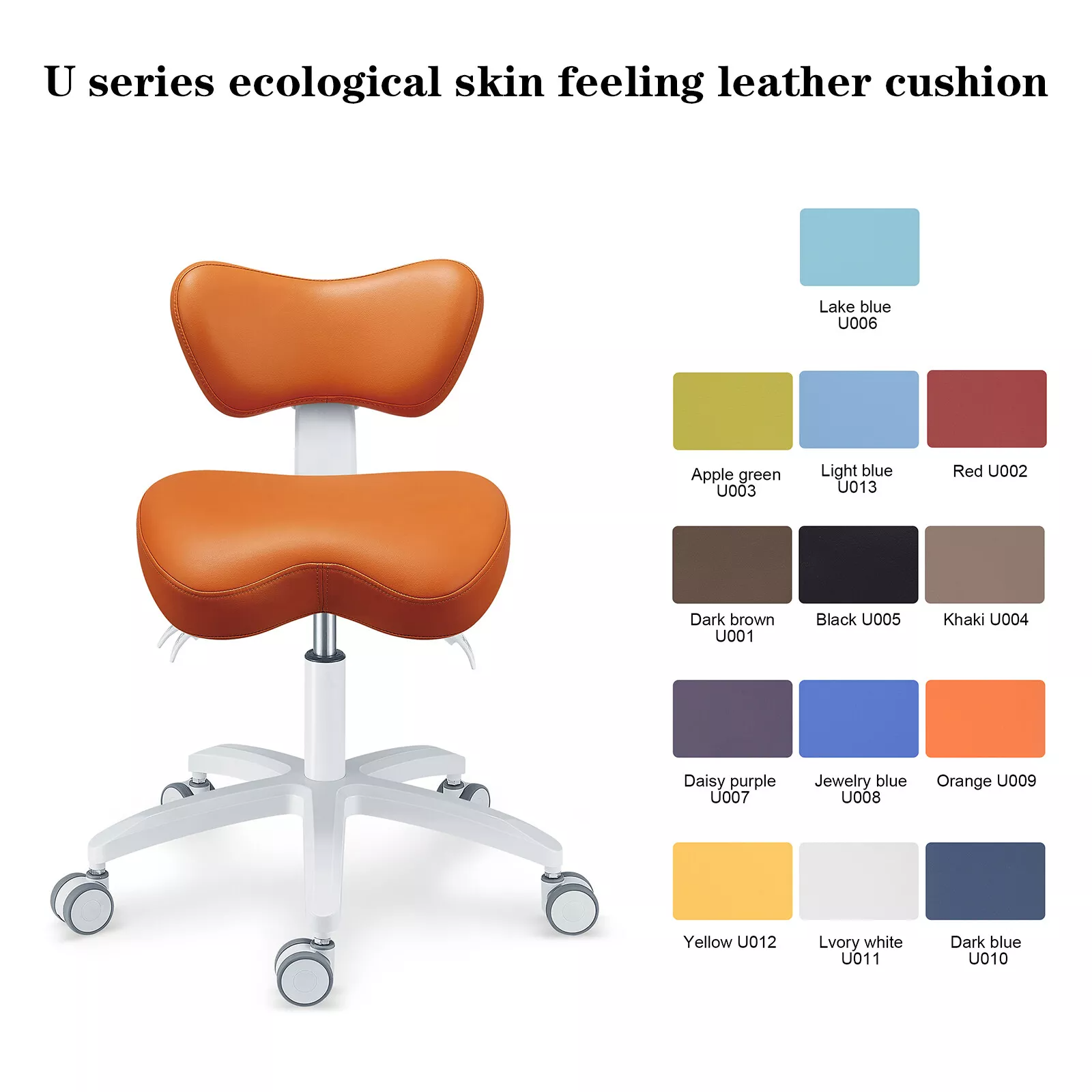 PLST-060 Adjustable Ergonomic Dental Operator Assistant Chair Dental Hygienist Saddle Stools